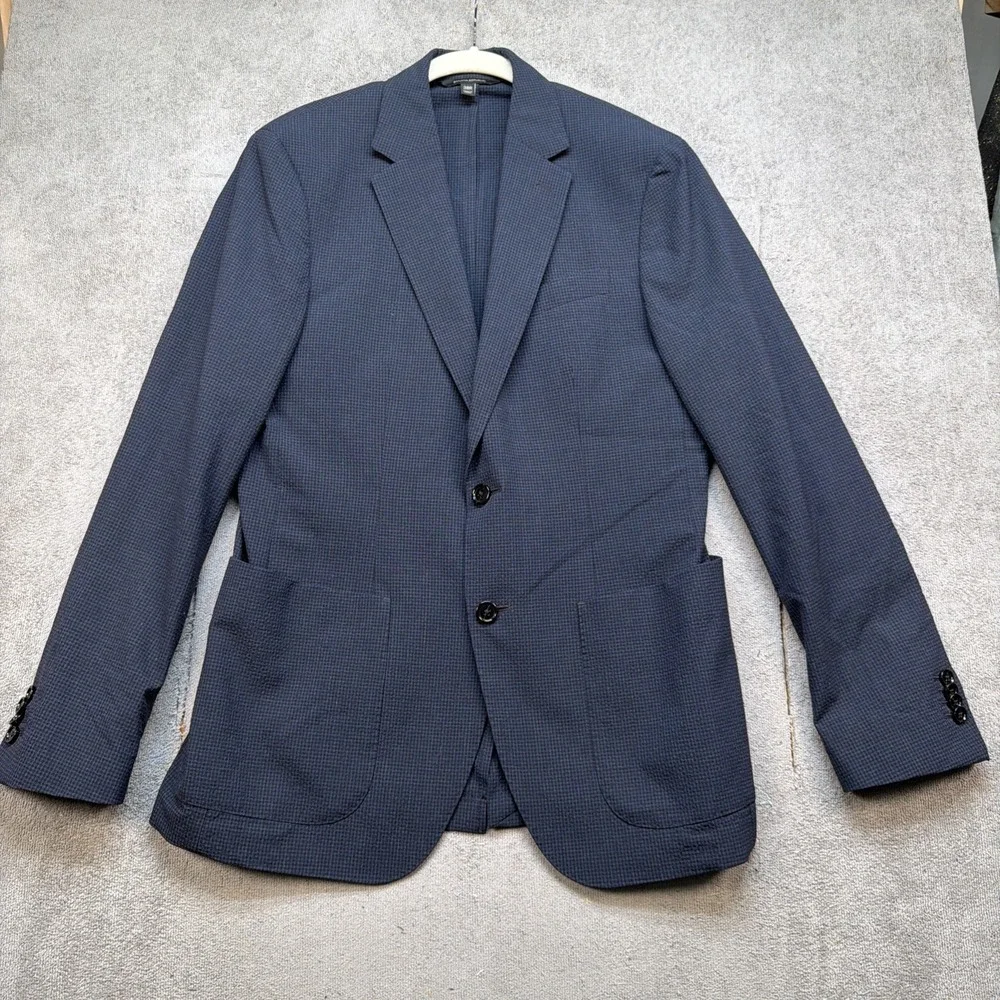 Banana Republic 38R Blazer Blue Check Wool Blend CR+ Performance‎